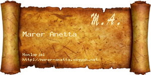 Marer Anetta névjegykártya